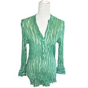 Zara Green Crinkle Tunic Top Size S